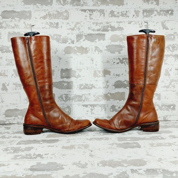 Davos Gomma Round Toe Brown Leather Side Zip Ridding Boots F446 - Picture 7 of 14